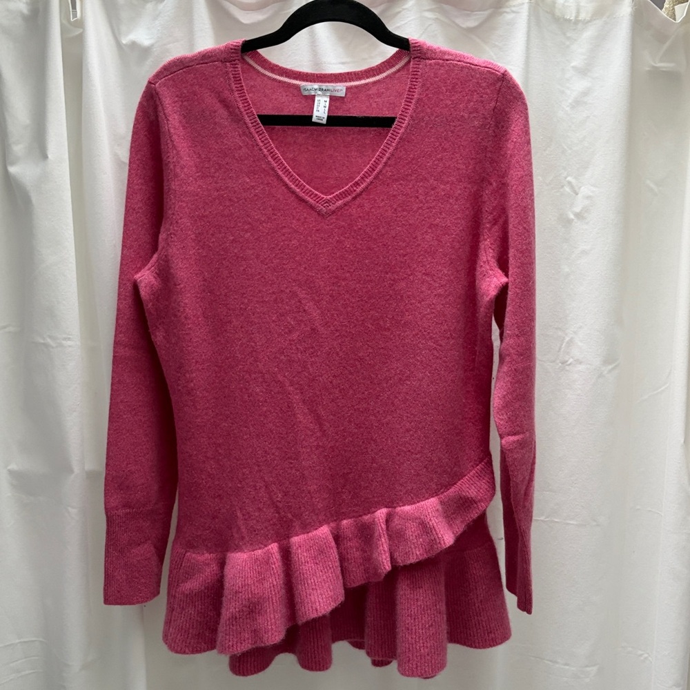 Isaac Mizrahi LIVE Pink 100% Cashmere V-Neck Sweater Sz M